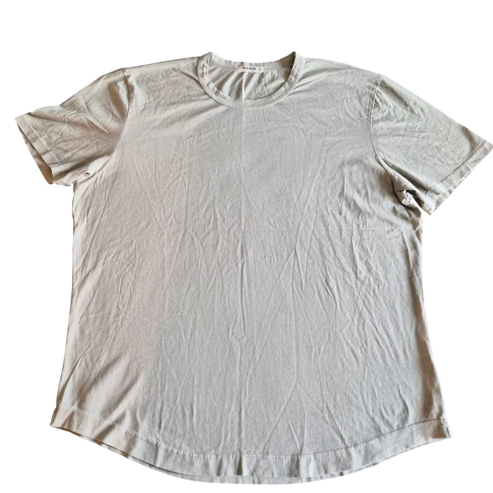 Buck Mason Mens XL Sage Green Curved Hem Short Sleeve Crew Neck T-Shirt USA Made